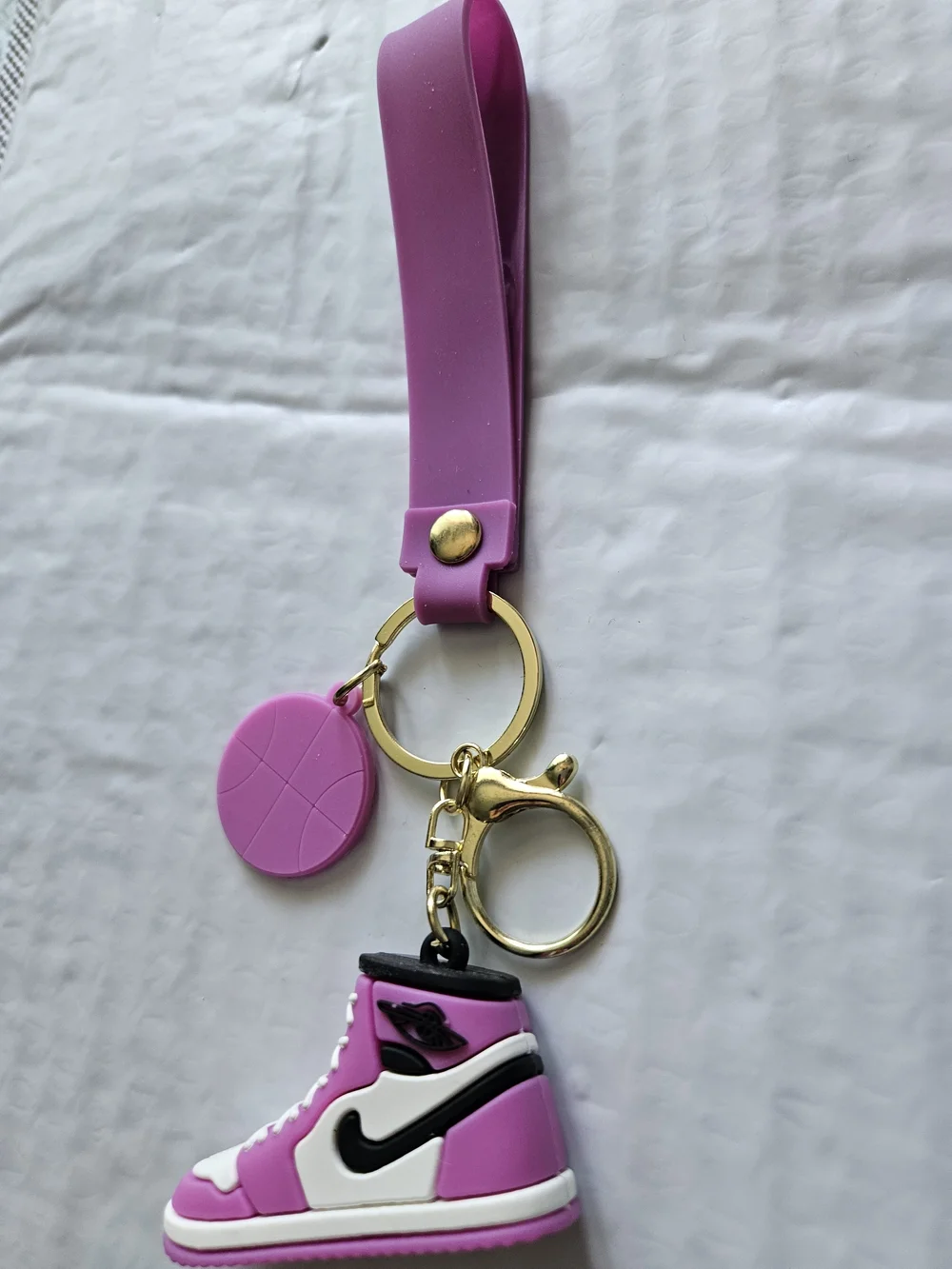 Basketball Keychain Wristlet with Gold Hardware
